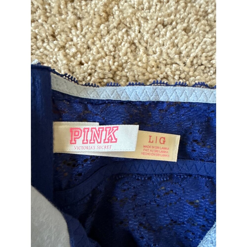 NWOT Pink Victoria's Secret Womens Lingerie Bralette Size L Blue Lacey Sexy - Picture 4 of 5